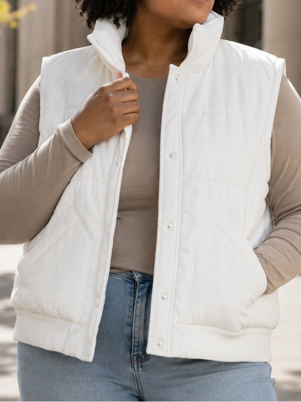 NIP Women’s White Puffer Vest Coat XXL | Quilted Zip Front High Collar